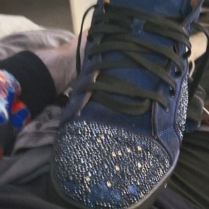 Christian louboutin, suede Strasser high top size 11 . crystals over casual